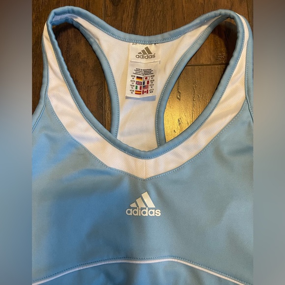 Adidas Olympic edition tank with built in sport bra size medium baby blue&white - Picture 2 of 5